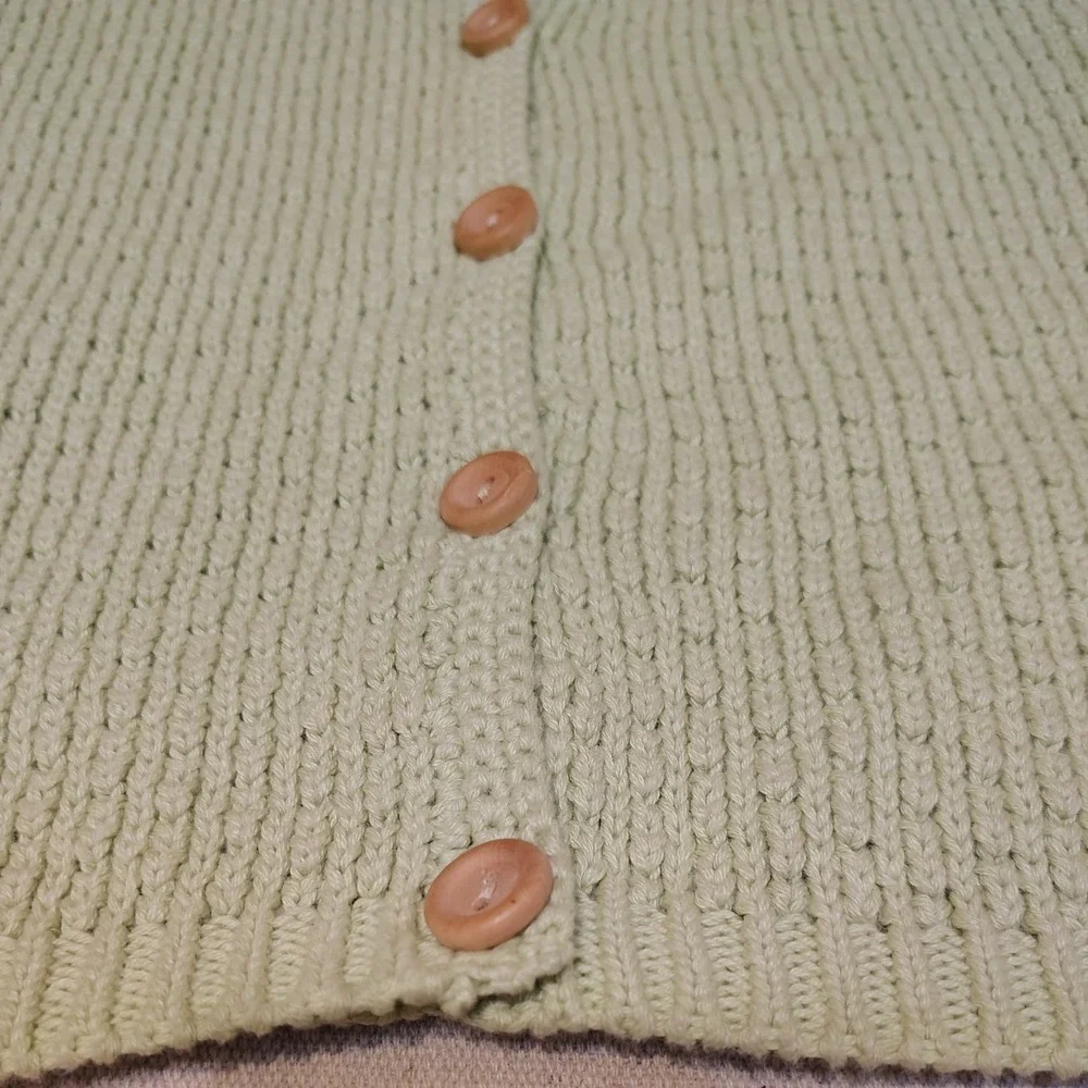 Talbots Womens Light Green Knit Cardigan Sweater Button Front Size Small‎ HH